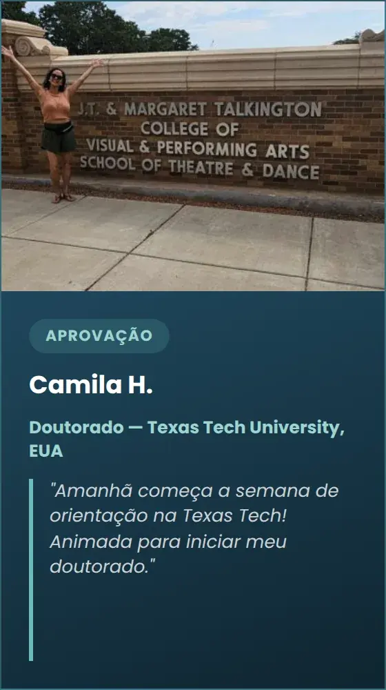 Camila H., Doutorado na Texas Tech University